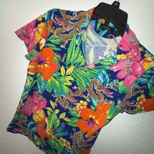 Polo by Ralph Lauren Men's Blue Tropical Print Polo